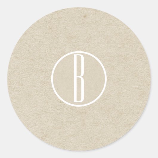 Moderne Minimalistische Kraft Rustieke Monogram Br Ronde Sticker (Voorkant)