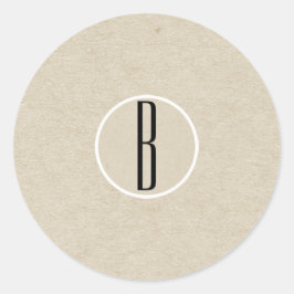 Moderne Minimalistische Kraft Rustieke Monogram Br Ronde Sticker