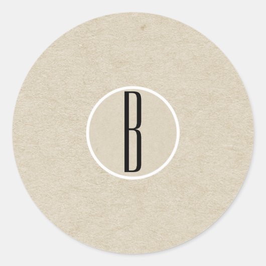 Moderne Minimalistische Kraft Rustieke Monogram Br Ronde Sticker (Voorkant)