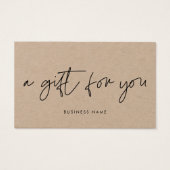 Moderne, minimalistische kraftcadeaubon voor kraft visitekaartje (Voorkant)