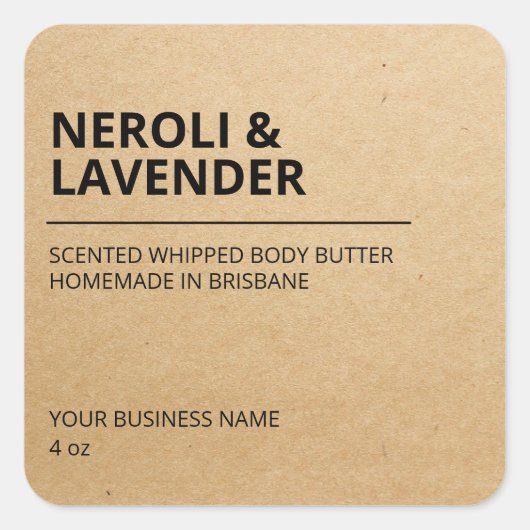 Moderne minimalistische kraftpapieren lichaamslett vierkante sticker (Voorkant)