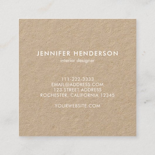 Moderne, minimalistische kraftprofessional vierkante visitekaartje (Achterkant)