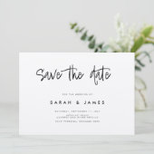 Moderne minimalistische kraftweddenschap bespaart save the date (Staand voorkant)