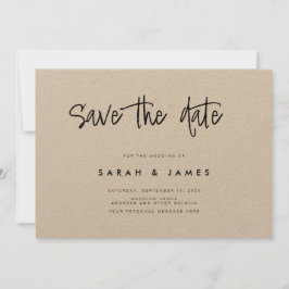 Moderne minimalistische kraftweddenschap bespaart  save the date