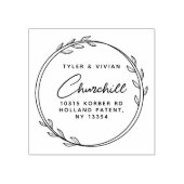 Moderne minimalistische krans paar retour adres rubberstempel (Afrduk)