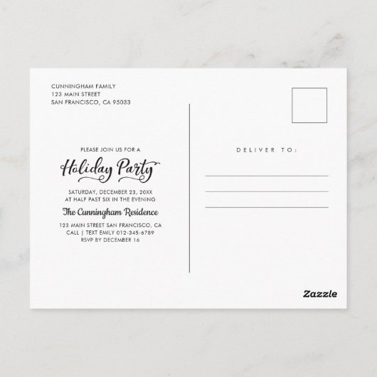 Moderne Minimalistische Krans Vakantie Uitnodiging (Achterkant)