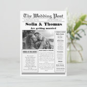 Moderne minimalistische krant bruiloft programma (Staand voorkant)