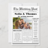 Moderne minimalistische krant bruiloft programma (Voorkant)