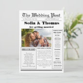 Moderne minimalistische krant bruiloft programma (Staand voorkant)