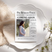Moderne minimalistische krant Zwangerschap aankond Kaart