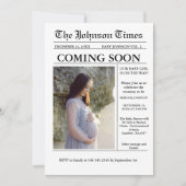 Moderne minimalistische krant Zwangerschap aankond Kaart (Voorkant)