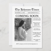 Moderne minimalistische krant Zwangerschap aankond Kaart (Voorkant)