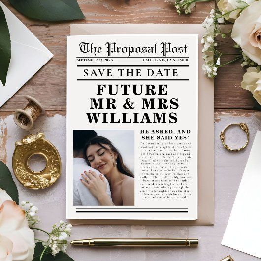 Moderne minimalistische krantenbruiloft bewaart de