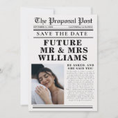 Moderne minimalistische krantenbruiloft bewaart de kaart (Voorkant)