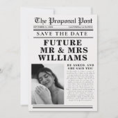 Moderne minimalistische krantenbruiloft bewaart de kaart (Voorkant)