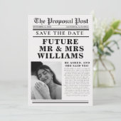 Moderne minimalistische krantenbruiloft bewaart de kaart (Staand voorkant)