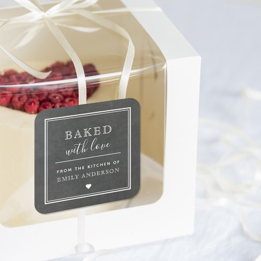 Moderne Minimalistische Krijtbord Bakkerij Cadeau Vierkante Sticker