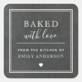 Moderne Minimalistische Krijtbord Bakkerij Cadeau Vierkante Sticker (Voorkant)