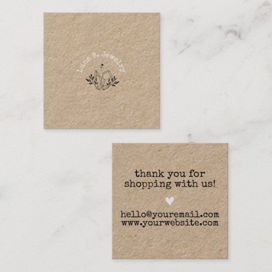 Moderne minimalistische kristallijne winkel voor j vierkante visitekaartje (Voorkant / Achterkant)