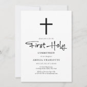 Moderne Minimalistische Kruis Eerste Communie Kaart (Voorkant)