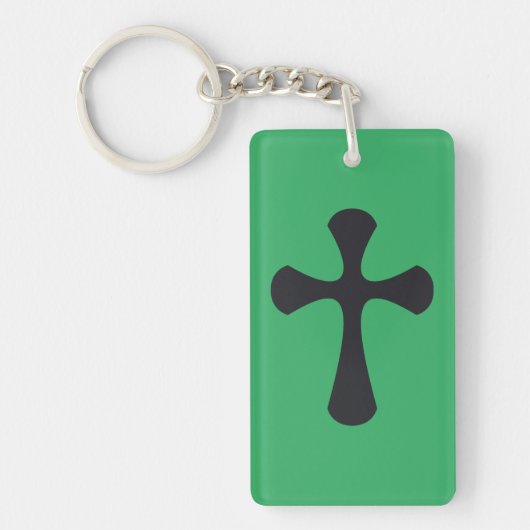 Moderne Minimalistische Kruis Hedendaagse Christel Sleutelhanger (Voorkant)