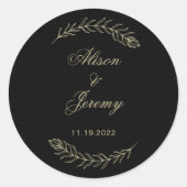 Moderne minimalistische kunstbladeren & bloom ronde sticker (Voorkant)