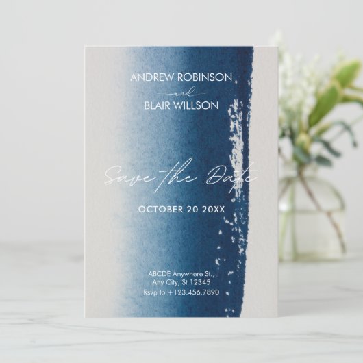 Moderne minimalistische kunstbruiloft kaart (Staand voorkant)