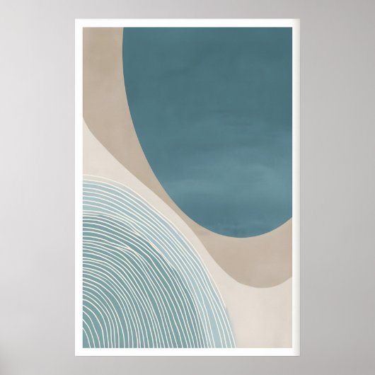 Moderne Minimalistische Kunstprint Abstract Blauw, Poster (Voorkant)