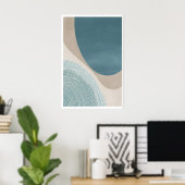 Moderne Minimalistische Kunstprint Abstract Blauw, Poster (Thuiskantoor)