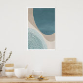 Moderne Minimalistische Kunstprint Abstract Blauw, Poster (Keuken)