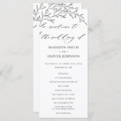 Moderne minimalistische Laurel Branch bruiloft pro Programmakaart (Voorkant / Achterkant)