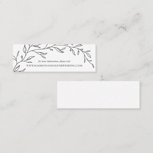 Moderne minimalistische Laurel Branch bruiloft web Mini Visitekaartje (Voorkant / Achterkant)