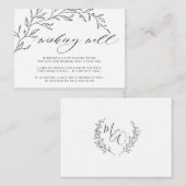 Moderne minimalistische laurier bruiloft die goed  informatiekaartje (Voorkant / Achterkant)