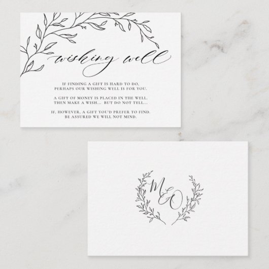 Moderne minimalistische laurier bruiloft die goed  informatiekaartje (Voorkant / Achterkant)