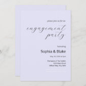 Moderne minimalistische lavendel verlovingsfeest kaart (Voorkant / Achterkant)