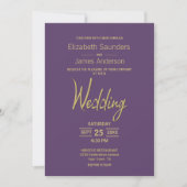 Moderne minimalistische lavender Gold Wedding Kaart (Voorkant)
