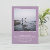 Moderne minimalistische lavender Simple Photo Wedd Kaart (Staand voorkant)