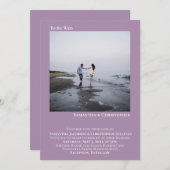 Moderne minimalistische lavender Simple Photo Wedd Kaart (Voorkant / Achterkant)