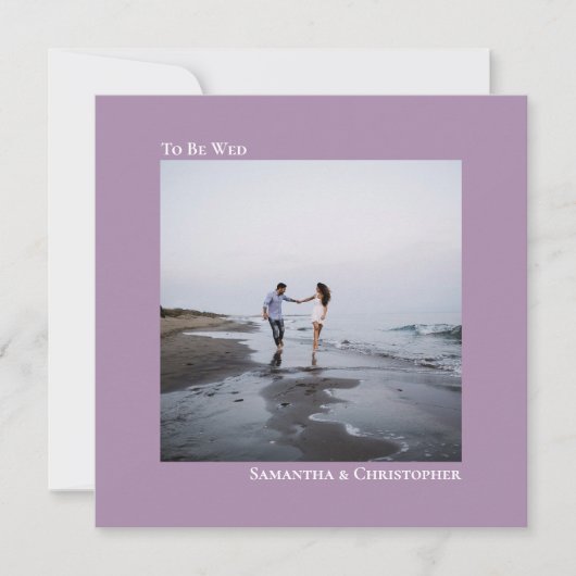 Moderne minimalistische lavender Square Photo Wedd Kaart (Voorkant)