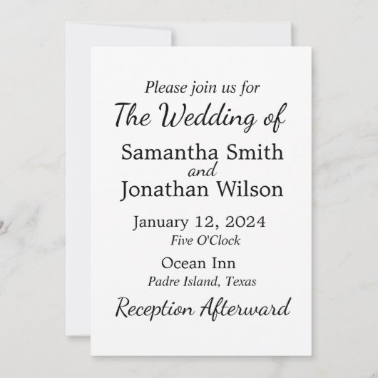 Moderne minimalistische legant 4-fotobruiloft kaart (Achterkant)