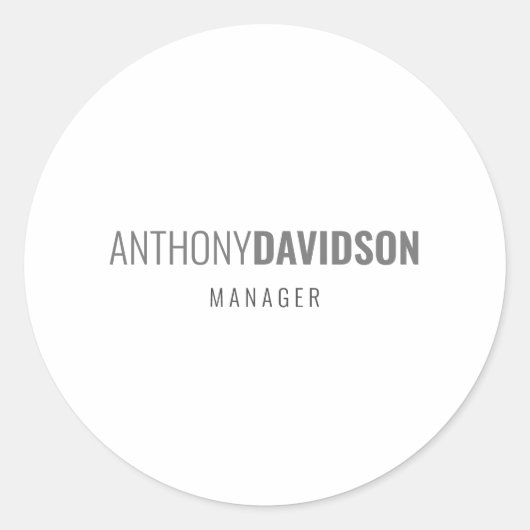 Moderne, minimalistische legant professional ronde sticker (Voorkant)
