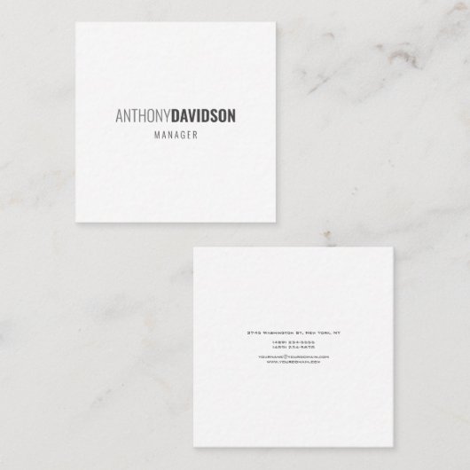 Moderne, minimalistische legant professional vierkante visitekaartje (Voorkant / Achterkant)