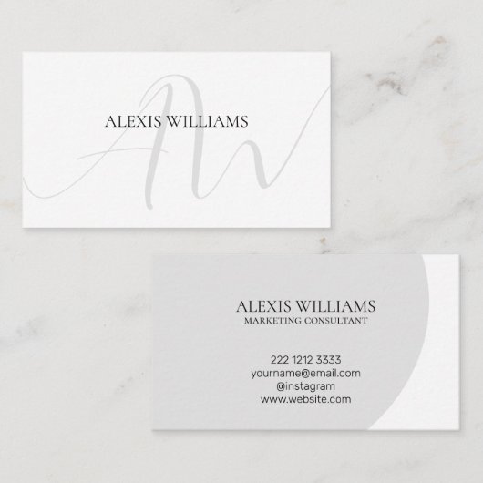 Moderne, minimalistische legant Script Professiona Visitekaartje (Voorkant / Achterkant)