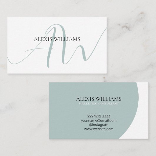 Moderne, minimalistische legant Script Professiona Visitekaartje (Voorkant / Achterkant)