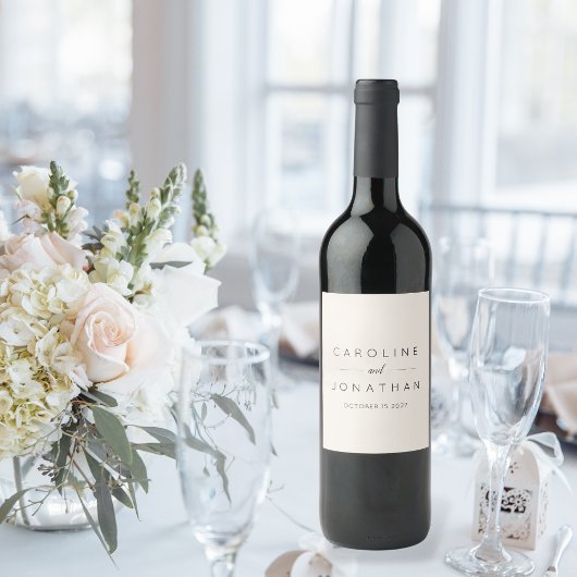 Moderne minimalistische legante aangepaste bruilof wijn etiket