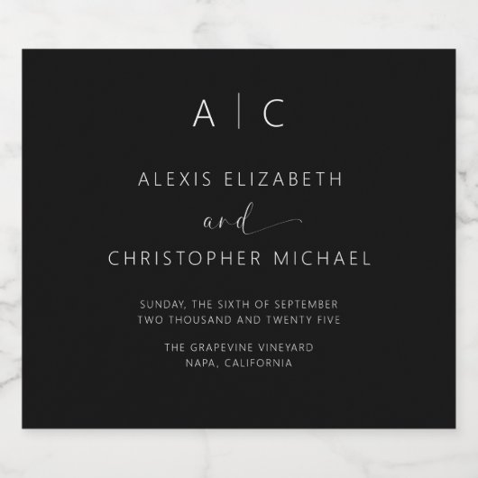 Moderne minimalistische legante bruiloft bier etiket (Enkel label)