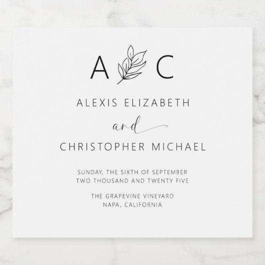 Moderne minimalistische legante bruiloft bier etiket (Enkel label)