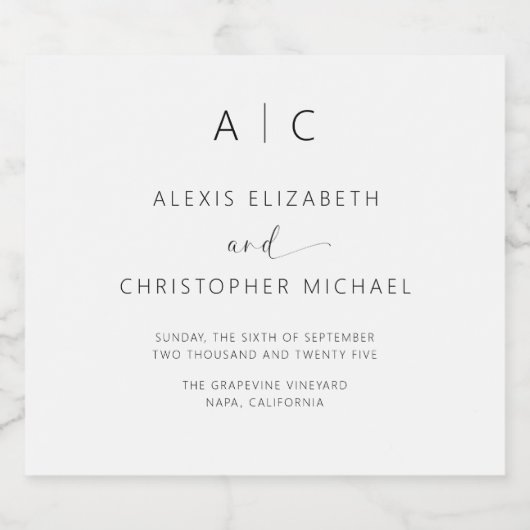 Moderne minimalistische legante bruiloft bier etiket (Enkel label)