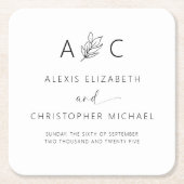 Moderne minimalistische legante bruiloft kartonnen onderzetters (Voorkant)