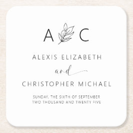 Moderne minimalistische legante bruiloft kartonnen onderzetters